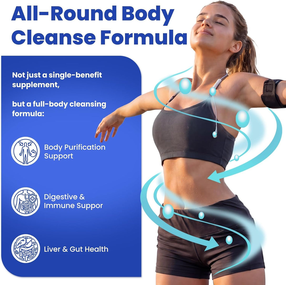 18+ Ingredients Detox & Full Body Cleanse Pills - GI, Parasite & Zeolite Detox, Activated Charcoal, Bentonite Clay, 5 Billion CFU, Probiotics, NAC, Turmeric, Liver Support, 120 Vegan Capsules