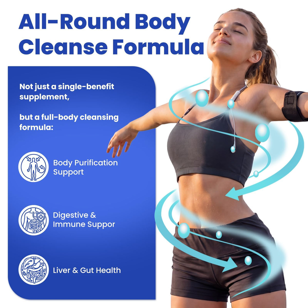18+ Ingredients Detox & Full Body Cleanse Pills - GI, Parasite & Zeolite Detox, Activated Charcoal, Bentonite Clay, 5 Billion CFU, Probiotics, NAC, Turmeric, Liver Support, 120 Vegan Capsules