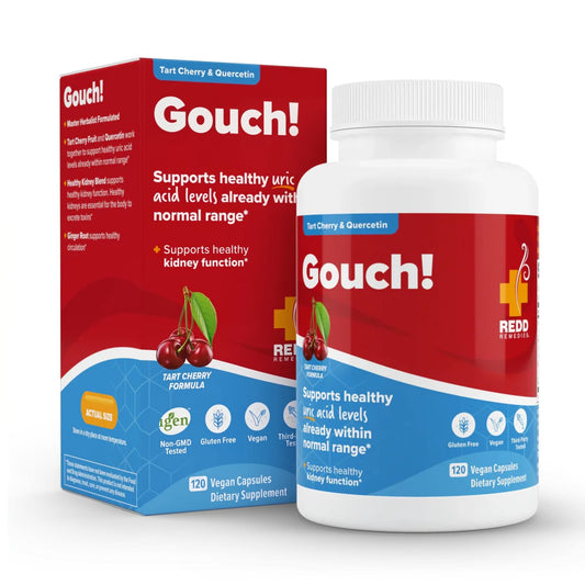 Redd Remedies Gouch! | Supplement for Joints, Uric Acid Levels, and Healthy Kidney Function | Tart Cherry, Ginger, Quercetin, & More | 60 Vegan Capsules