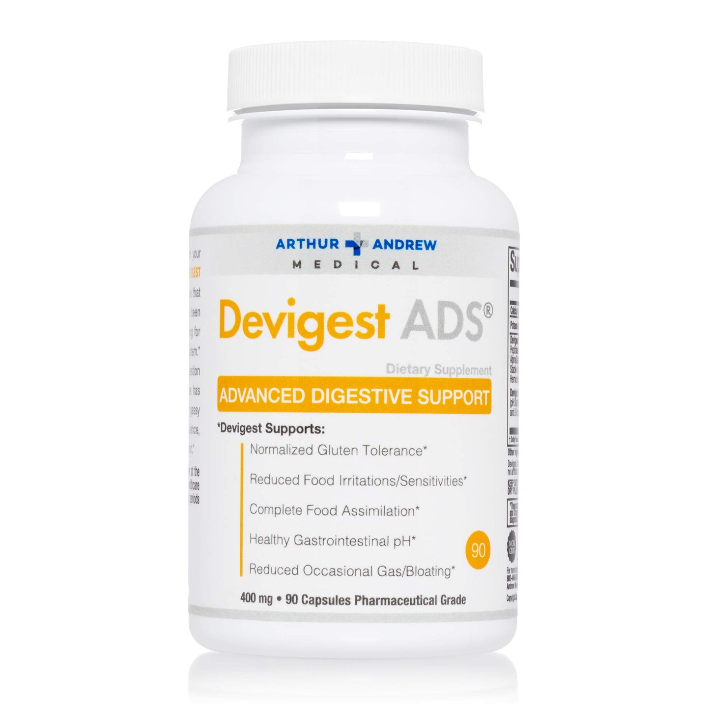 Arthur Andrew Medical - Devigest ADS, Advanced Digestive Support, Relief for Lactose Intolerance and Casein Sensitivities, Vegan, Non-GMO, 180 Capsules | Advanced Digestive Support, Relief For Lactose, Gluten, & Dairy Intolerance, & Casein Sensitivities,