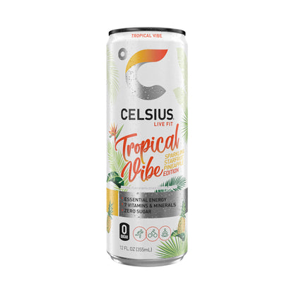 CELSIUS RETRO VIBE Sparkling Sherbet Slush, Sugar Free Energy Drink, 12 Fl Oz (Pack of 12)