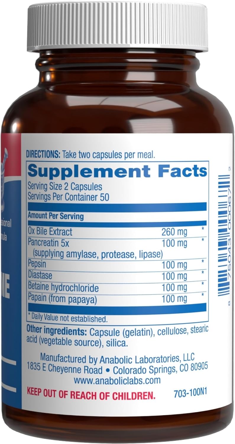 Multi Digestive Enzymes with Ox Bile Supplement - Clinical Strength Digestion Supplement with Pancreatin Pancreatic Enzymes for Protein Carb & Fat Digestive Support & Reduced Stomach Discomfort