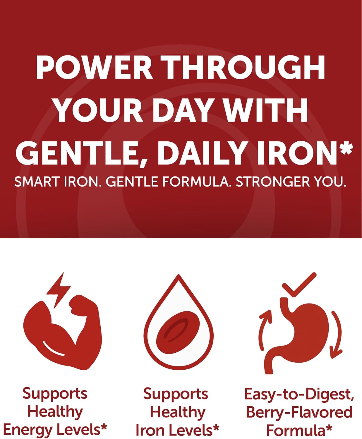 Lunakai USA Made Vegan Iron Gummies 5-in-1 with Methylfolate, Vitamin C, E & B12 - Daily Chewable Iron Supplement for Women, Men & Kids - Energy & Blood Health Support, Non-GMO, 60ct