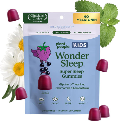 Plant People WonderSleep Kids Super Sleep Gummies, Wild Elderberry, 30 Ct