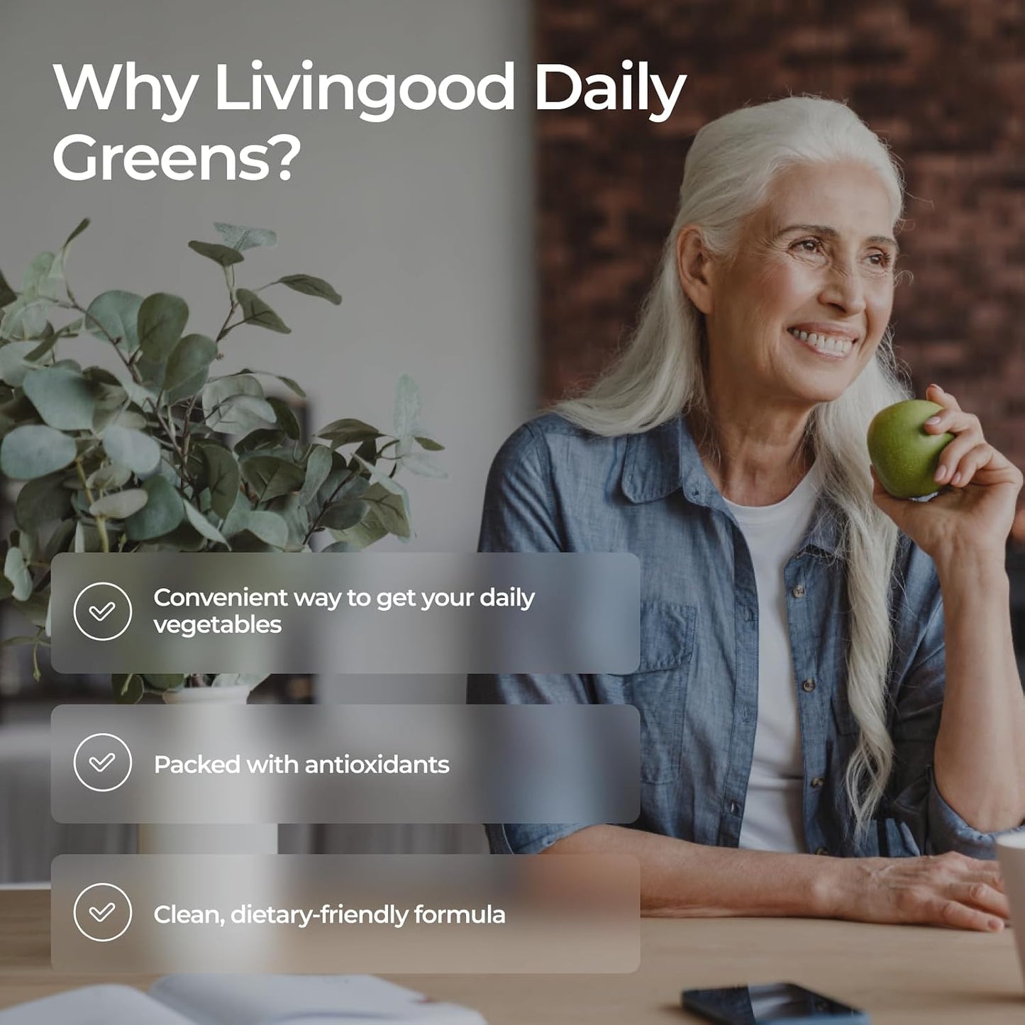 Livingood Daily Greens Capsules, Super Greens Supplement with Spirulina, Chlorella, Broccoli, Spinach, Celery, Lemon & More, Plant Based for Digestion & Gut Health, Non GMO, Vegetarian, 120 Ct