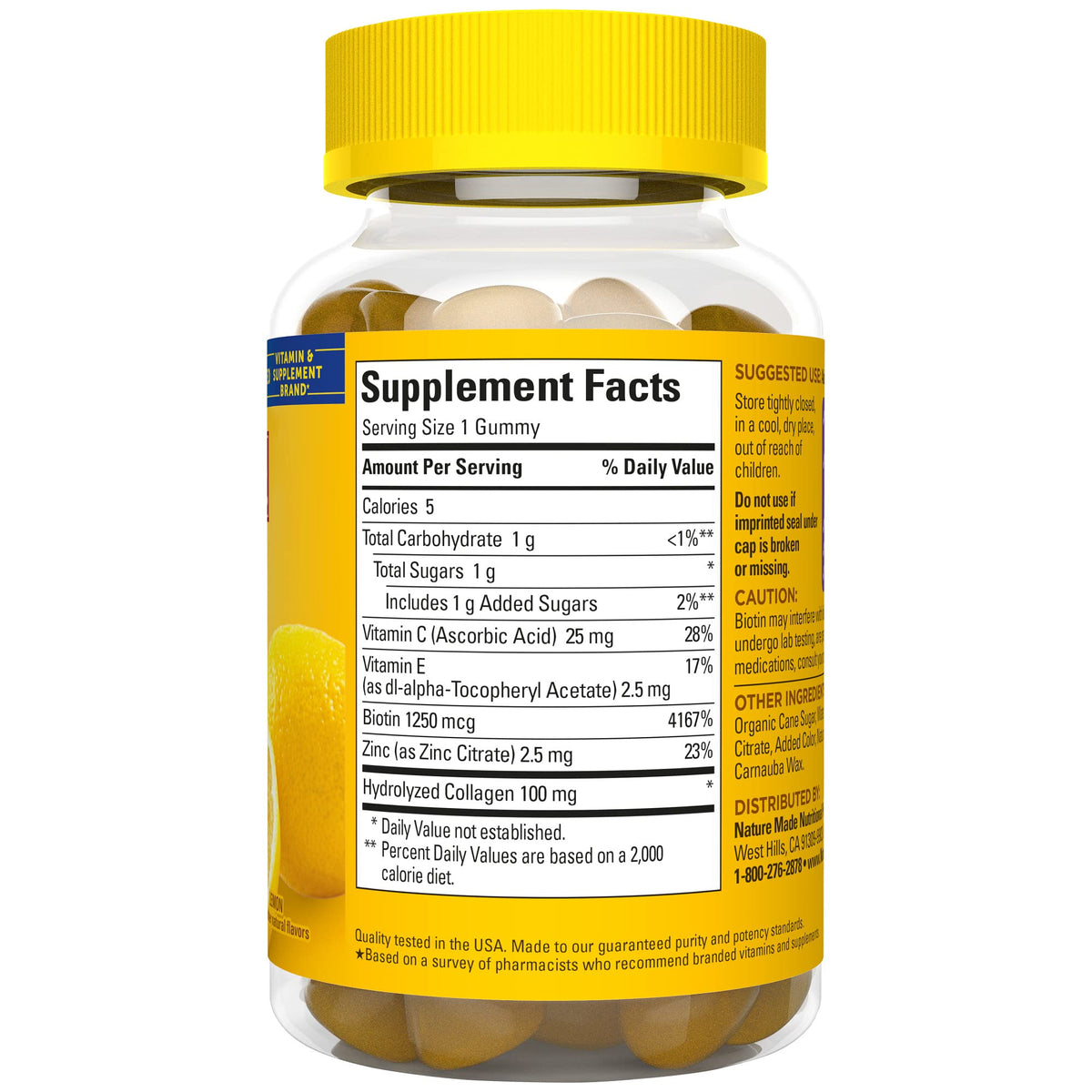 Nature Made Collagen Gummies with Vitamin C, Zinc and Biotin, Hydrolyzed Collagen