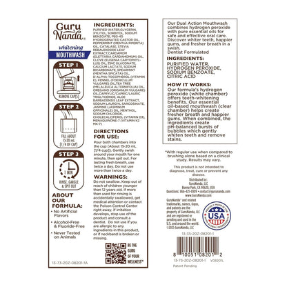 GuruNanda Teeth Whitening Dual Barrel Oxyburst Mouthwash - Alcohol & Fluoride Free, Hydrogen Peroxide to Promote Whiter Teeth - Wild Mint - 20 Fl Oz