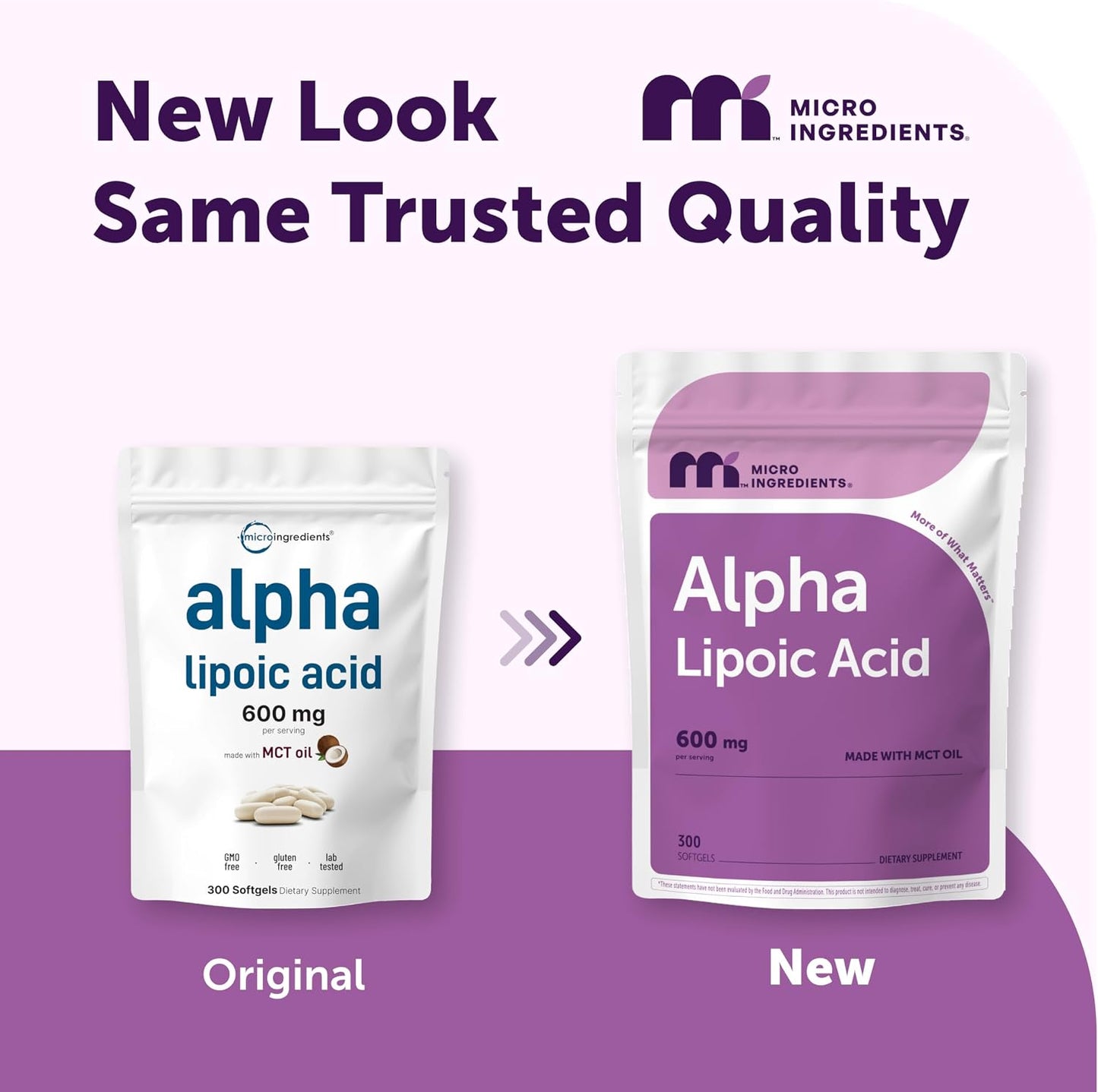 Micro Ingredients Alpha Lipoic Acid 600mg Per Serving, 300 Softgels | ALA Supplement | Made with MCT Oil| Non-GMO, Gluten-Free, Soy-Free