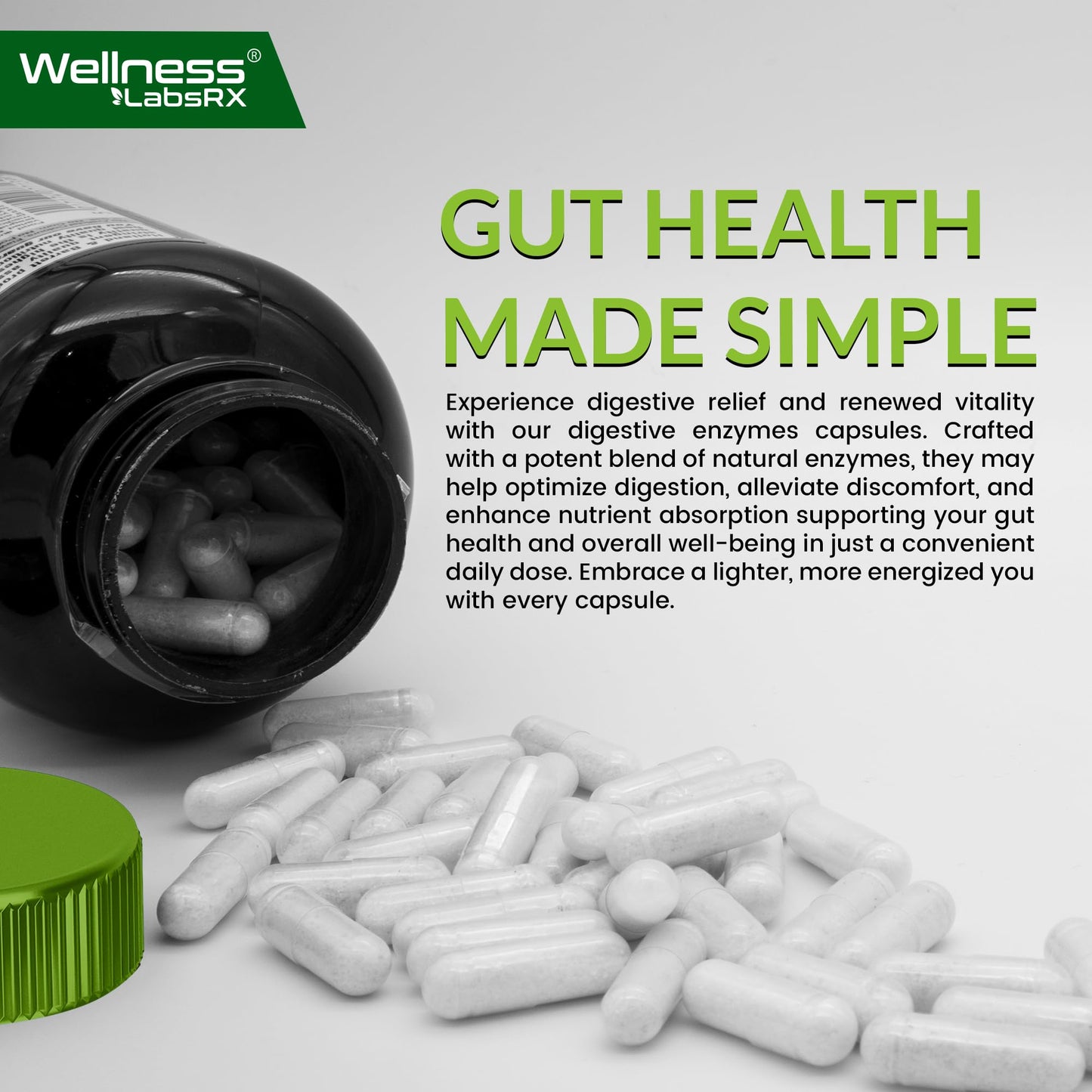 Digestive Enzymes with Probiotics and Prebiotics, 450mg, 5 Billion CFUs - Pure Super Digestion Capsules - Digestive Enzymes for Women & Men Support Digestion & Gut Health - 120 Count