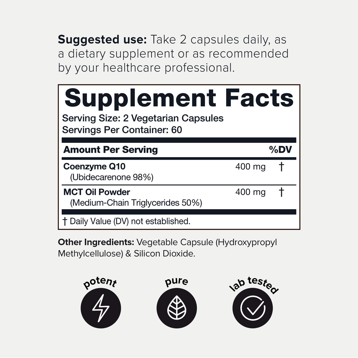 Ultra High Purity CoQ10 400mg - 98% Purified Third-Party Tested CoQ10 Supplement