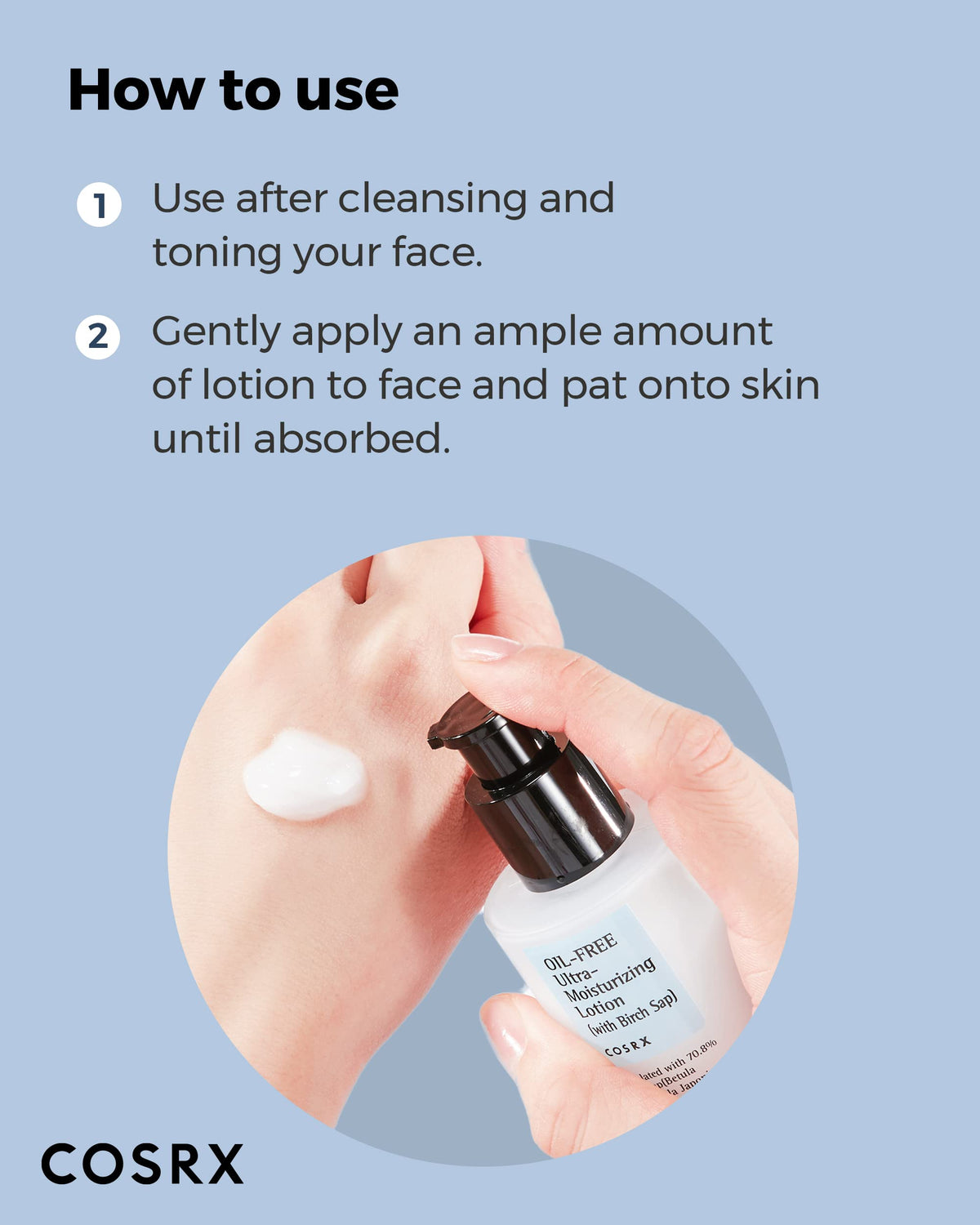COSRX Oil Free Lotion with Birch Sap, Daily Acne Facial Moisturizer, 3.38 fl.oz / 100ml