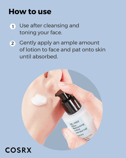 COSRX Oil Free Lotion with Birch Sap, Daily Acne Facial Moisturizer, 3.38 fl.oz / 100ml