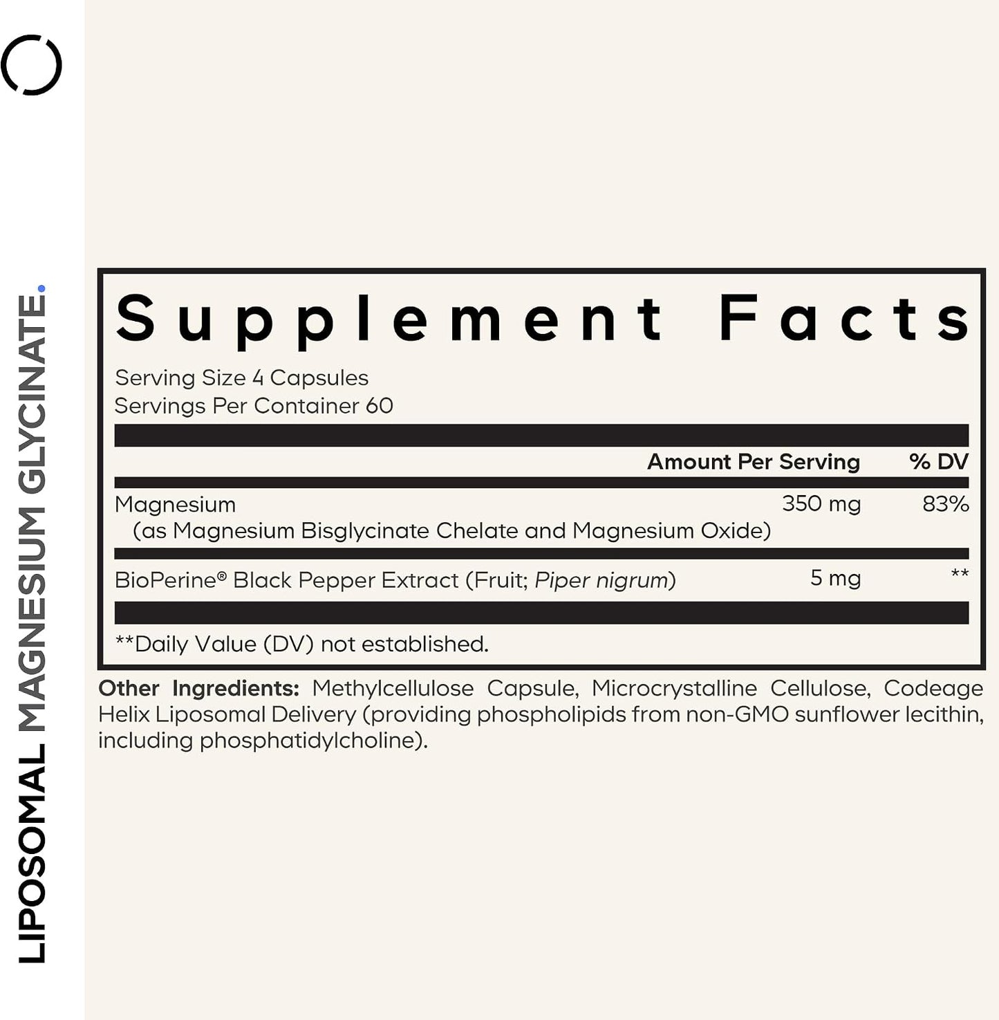 Codeage Liposomal Magnesium Glycinate Supplement, 2-Month Supply, Bisglycinate Magnesium Chelate, Chelated Magnesium Mineral Pills, BioPerine Black Pepper Vitamins Capsules, Non-GMO Vegan, 240 ct