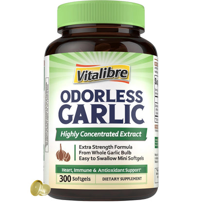 Odorless Garlic, Extra Strength Extract, Non-GMO, No Gluten, Heart & Immunity, Antioxidant Defense, 180 Softgels