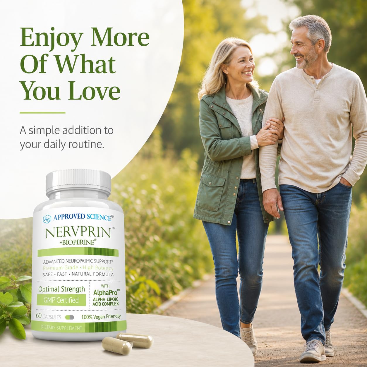 Approved Science Nervprin - Nerve Support - Benfotiamine, B12, R-Alpha-Lipoic Acid, Corydalis, Boswellia, BioPerine - 60 Capsules - Made in The USA
