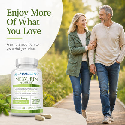 Approved Science Nervprin - Nerve Support - Benfotiamine, B12, R-Alpha-Lipoic Acid, Corydalis, Boswellia, BioPerine - 60 Capsules - Made in The USA