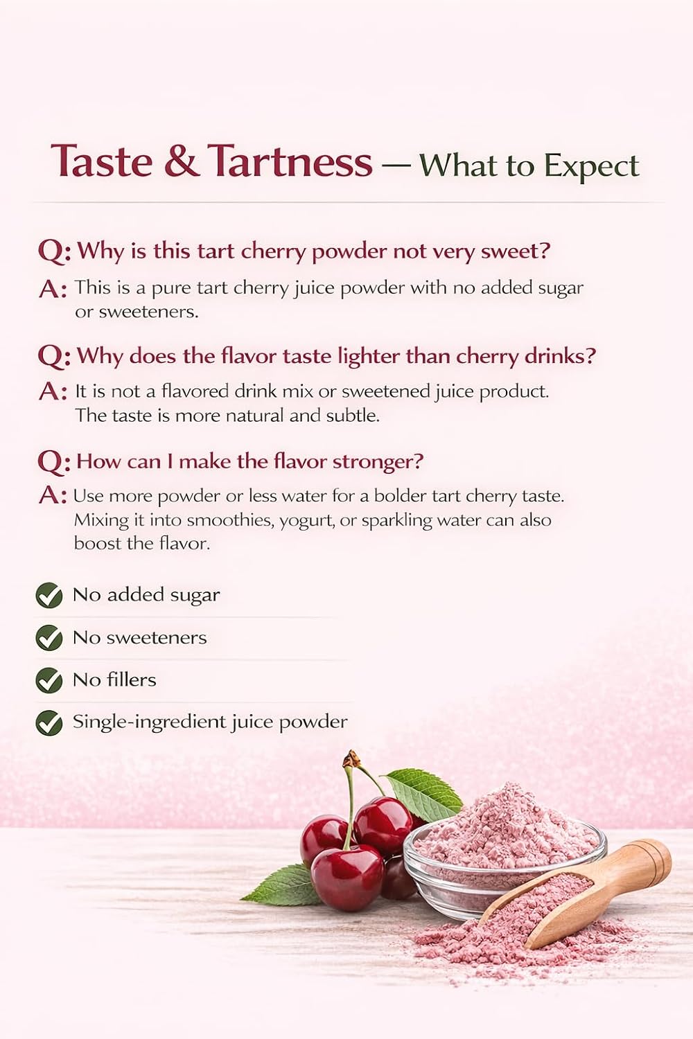 UNLEASH'D ORGANIC Organic Tart Cherry Juice Powder 16 oz – 100% Pure Natural Superfood, Rich in Antioxidants & Vitamins