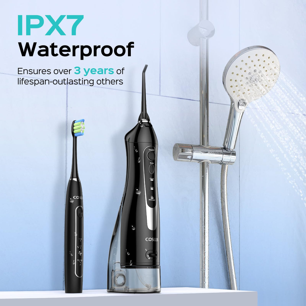 COSLUS C20C41 Water Flosser Electric Toothbrush Combo, Pink Oral Clean Kit