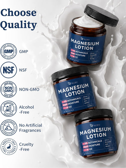 Migcopat Magnesium Lotion with Arnica, MSM & Hyaluronic Acid, Jojoba Oil, Magnesium Cream for Sleep, Leg Cramps, Muscles, Joints & Feet, Suitable for Kids and Adults, Lightweight, Lavender Scent, 6 oz