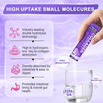 DRFOSTER Collagen-Peptides-Powder-Packets - Multi Type I II III V X Collagen for Women with Antioxidant Blend + Vitamin C & E for Skin, Hair, Nail & Joint, Non-GMO, 30 Stick Packs