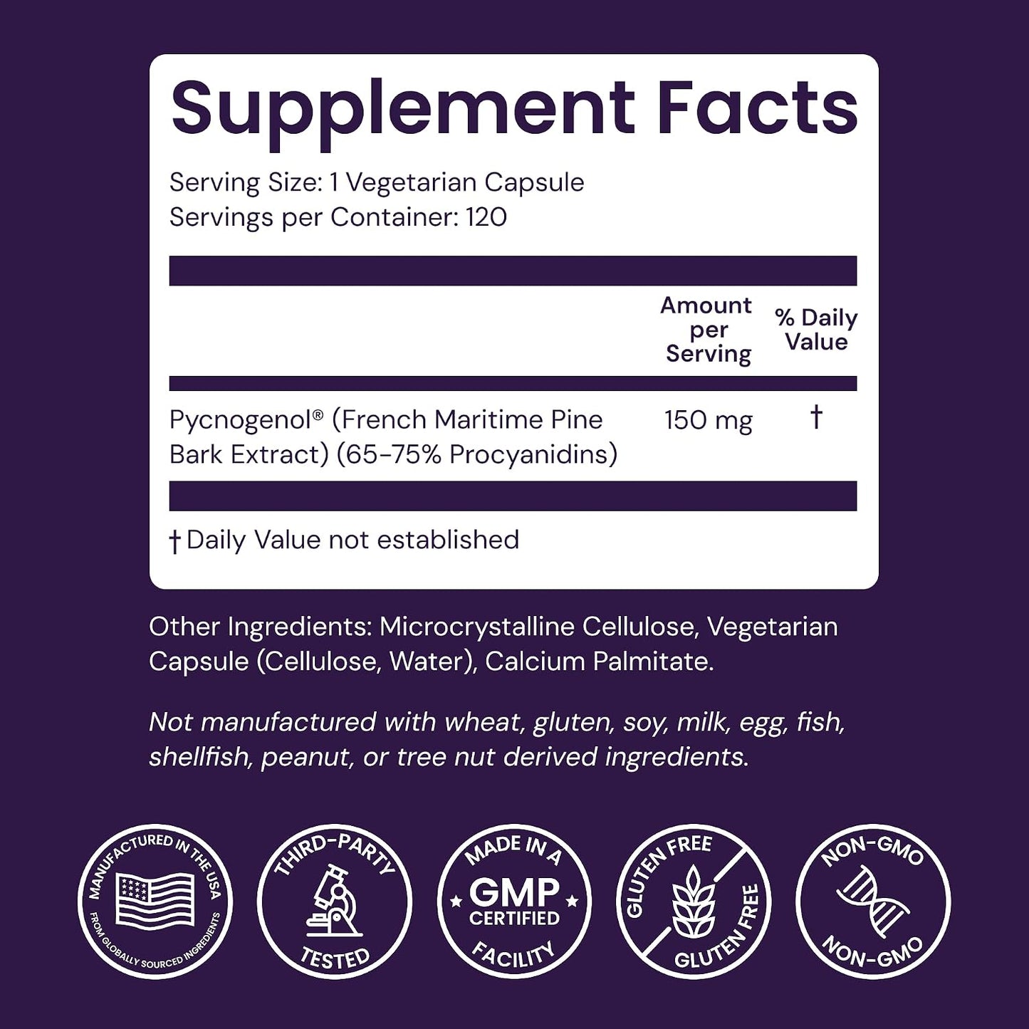 Healthy Origins Pycnogenol Pine Bark 150 mg, 120 Veggie Caps