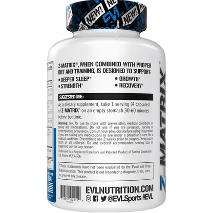 EVL Post Workout Recovery Supplement - Magnesium and Zinc - ZMatrix Zinc Magnesium Aspartate Muscle Recovery Supplement for Sleep Support and Muscle Health