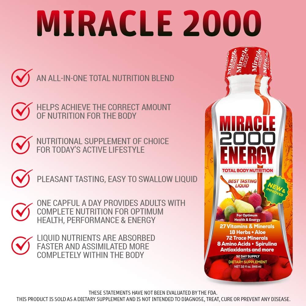 Century Systems Miracle 2000, 32 oz | Complete Liquid Multivitamin & Mineral Supplement with Amino Acids & Antioxidants