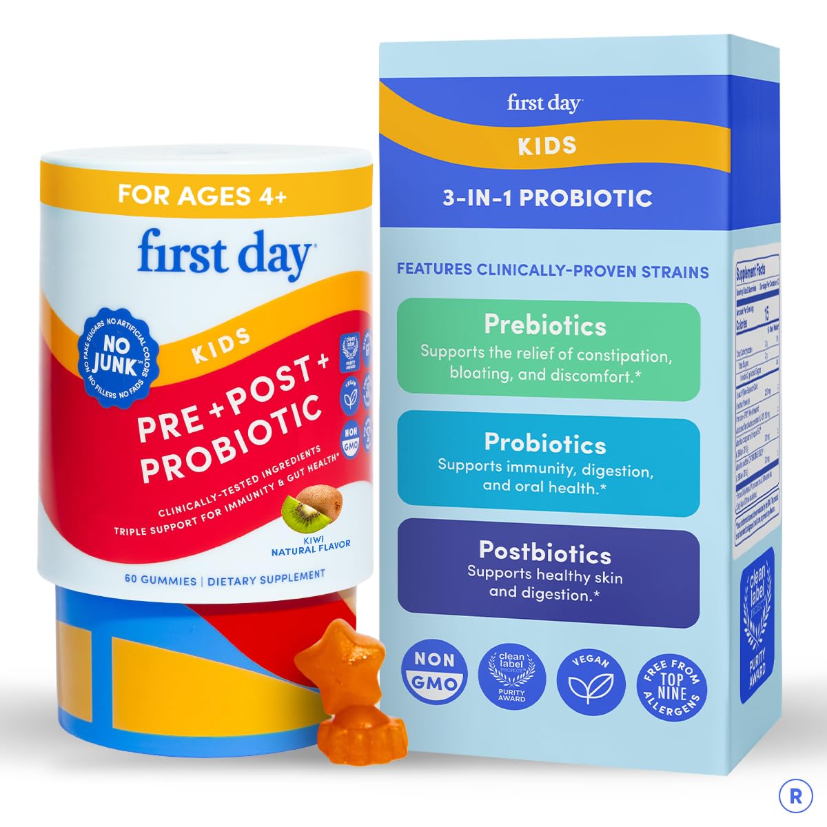 FIRST DAY Probiotic for Teens Ages 13-18, 3-in-1 Gummies, 60ct