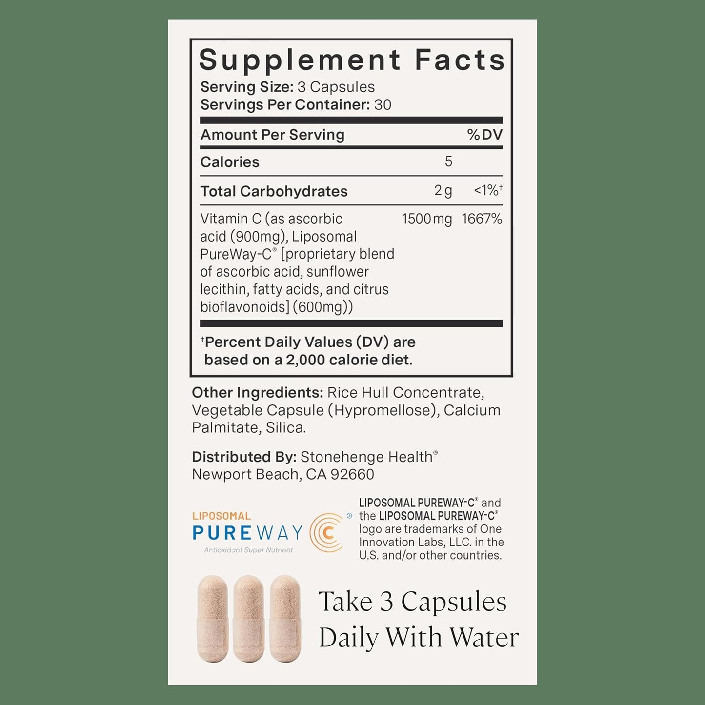 Stonehenge Health Dynamic Liposomal Vitamin C 1500mg - 90 Capsules - Advanced Formula - Phospholipids sourced from Non-GMO Sunflower, Supports Healthy Immune System, Collagen Synthesis & Brain Health