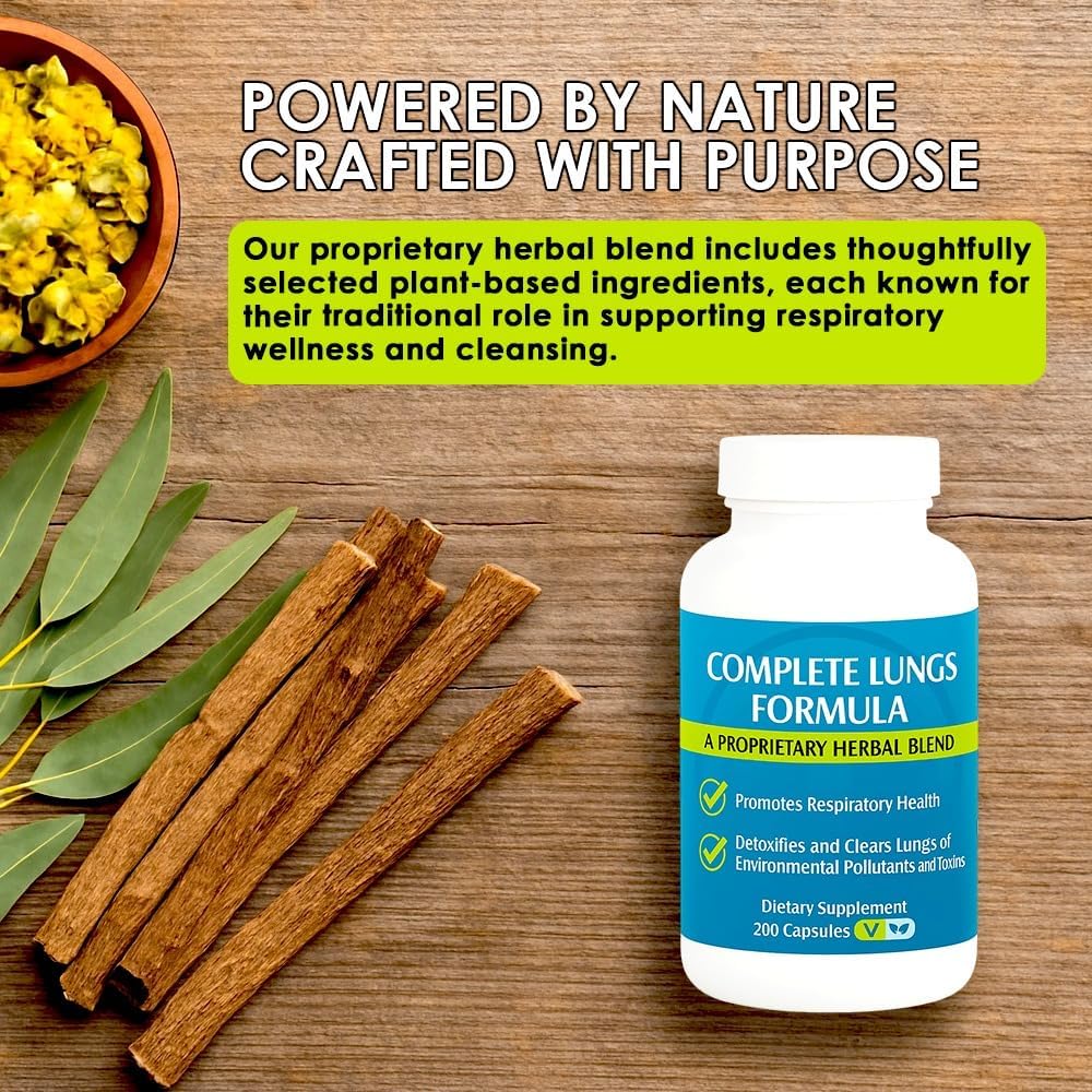 Complete Lungs Formula Lung Supplement, Mullein Leaf, 200 Caps