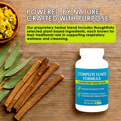 Complete Lungs Formula Lung Supplement, Mullein Leaf, 200 Caps