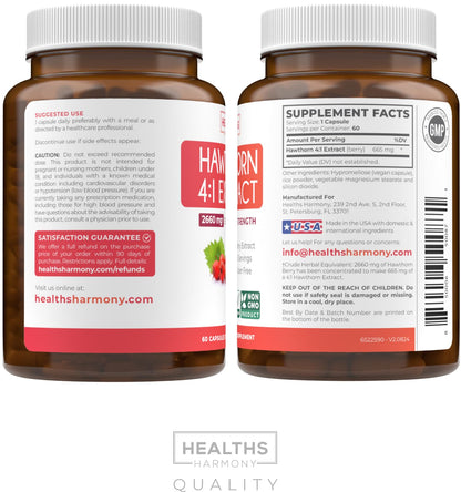 Super Potent Hawthorn Berry Extract Capsules - Hawthorn Berry Supplement Made from Extra Strength Concentrate to Support Heart and Digestive Health - Vegan Non-GMO & Gluten Free (4 Month Supply)