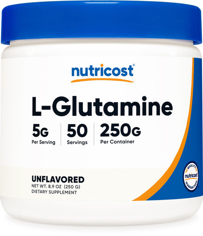 Nutricost L-Glutamine Powder (500 Grams) Unflavored - Gluten Free & Non-GMO, 100 Servings