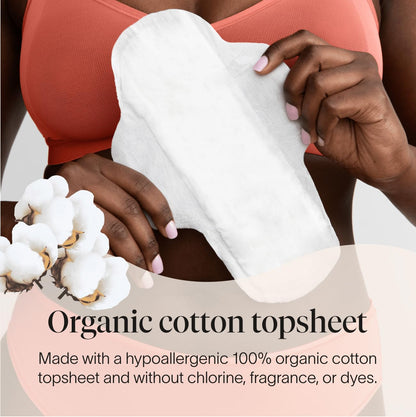 Cora Organic Pads | Ultra Thin Period Pads with Wings | Overnight Absorbency