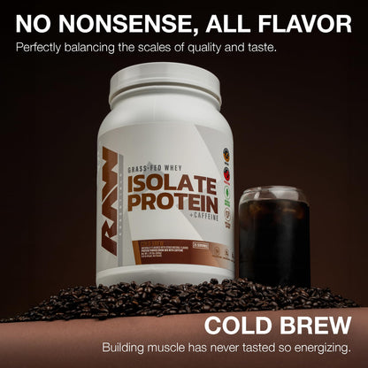 RAW Whey Isolate Protein Powder, Dark Chocolate - 100% Grass-Fed Sports Nutrition Whey Protein Powder for Muscle Growth & Recovery - Low-Fat, Low Carb, Naturally Flavored & Sweetened - 25 Servings