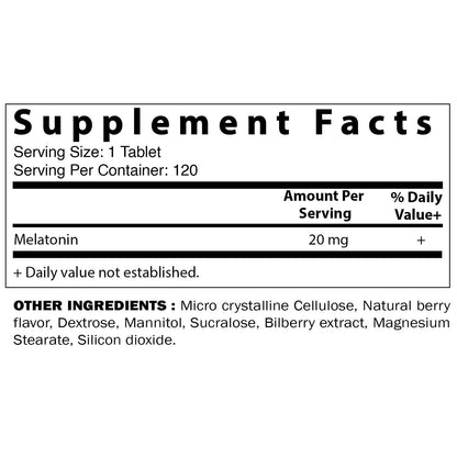 Vitamatic Melatonin 20mg Tablets | Vegetarian, Non-GMO, Gluten Free