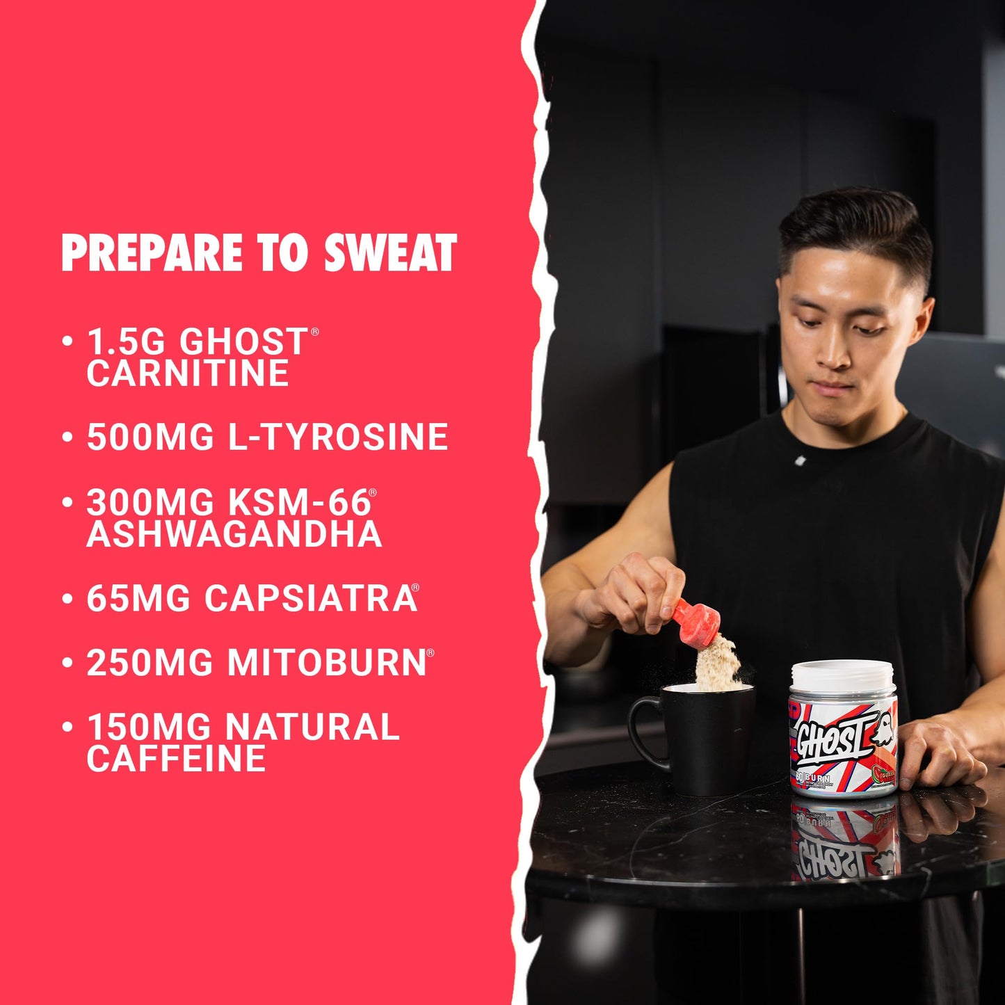 GHOST Burn Weight Management Powder, Kiwi Strawberry (60 Servings) - Metabolism & Energy Support Supplement for Men & Women - Natural Caffeine, L-Carnitine & L-Tyrosine - Soy & Sugar-Free, Vegan
