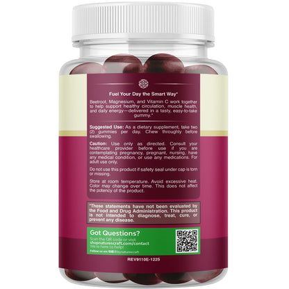 Flow Boosting Beet Root Gummies - Invigorating Beet Gummies for Adults Nitric Oxide Energy & Heart Health Support with Grapeseed Pomegranate & Vitamin B12 - Vegan Non-GMO & Gluten Free - 60 Count
