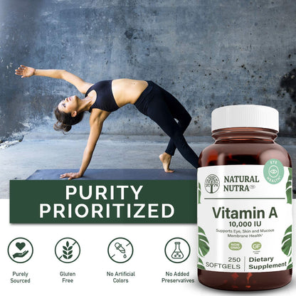 Natural Nutra Vitamin A 10000 IU Softgels, Vitamin A 100 Count | 10000 IU Per Softgel,Supports Eye Health,Supports Skin Health,Gluten Free