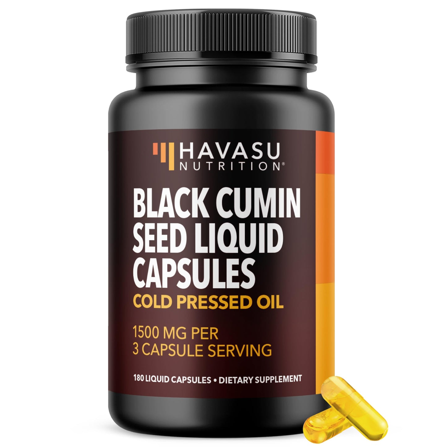Black Seed Oil Capsules, Vegan, Non-GMO, Cold-Pressed Nigella Sativa, 90ct | 1500mg Per Serving Black Cumin Supplement for Skin Health, Immune Function, and Digestive Health, Unflavored, 30 Servings