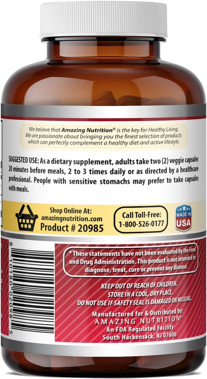Amazing Formulas Quercetin 800mg with Bromelain 165mg, 120 Veggie Capsules Supplement | Non-GMO | Gluten Free | Made in USA