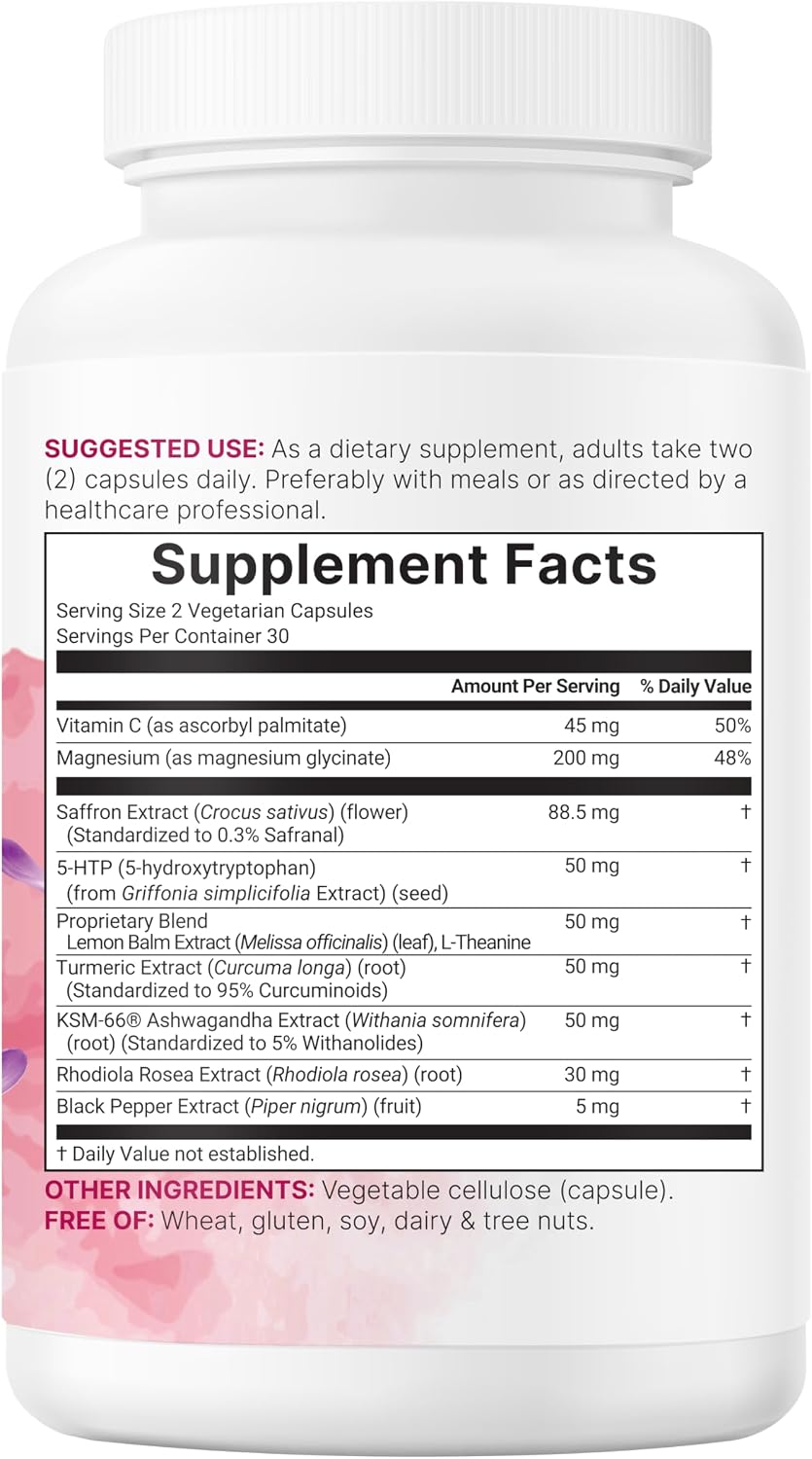 Micro Ingredients Saffron+ Advanced Supplements, 60 Veggie Capsules – 10-in-1 with Saffron Extract, High Absorption Fat-Soluble Vitamin C, Magnesium, Turmeric & KSM-66 Ashwagandha – Filler Free