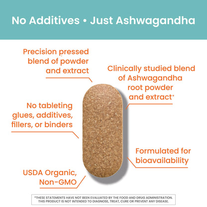 Himalaya USDA Organic Ashwagandha Root, 670 mg, 60 Day Supply, 60 Caplets