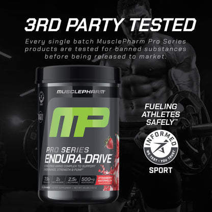 MusclePharm Pro Series ENDURA-DRIVE Pro-Grade Amino Acids Complex with Nootropics | Stim Free Intra Workout & Pre Workout Powder for Endurance & Recovery | Strawberry Watermelon, 1.6 lbs, 30 Servings
