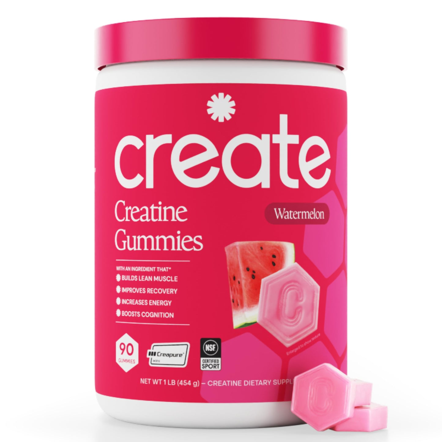 Create Creatine Monohydrate Gummies for Men & Women, Boost Focus, Strength, and Endurance, Anti-Melting Formula, Vegan, Gluten-Free, Non-GMO, 1.5g of Creatine per Gummy (Orange)