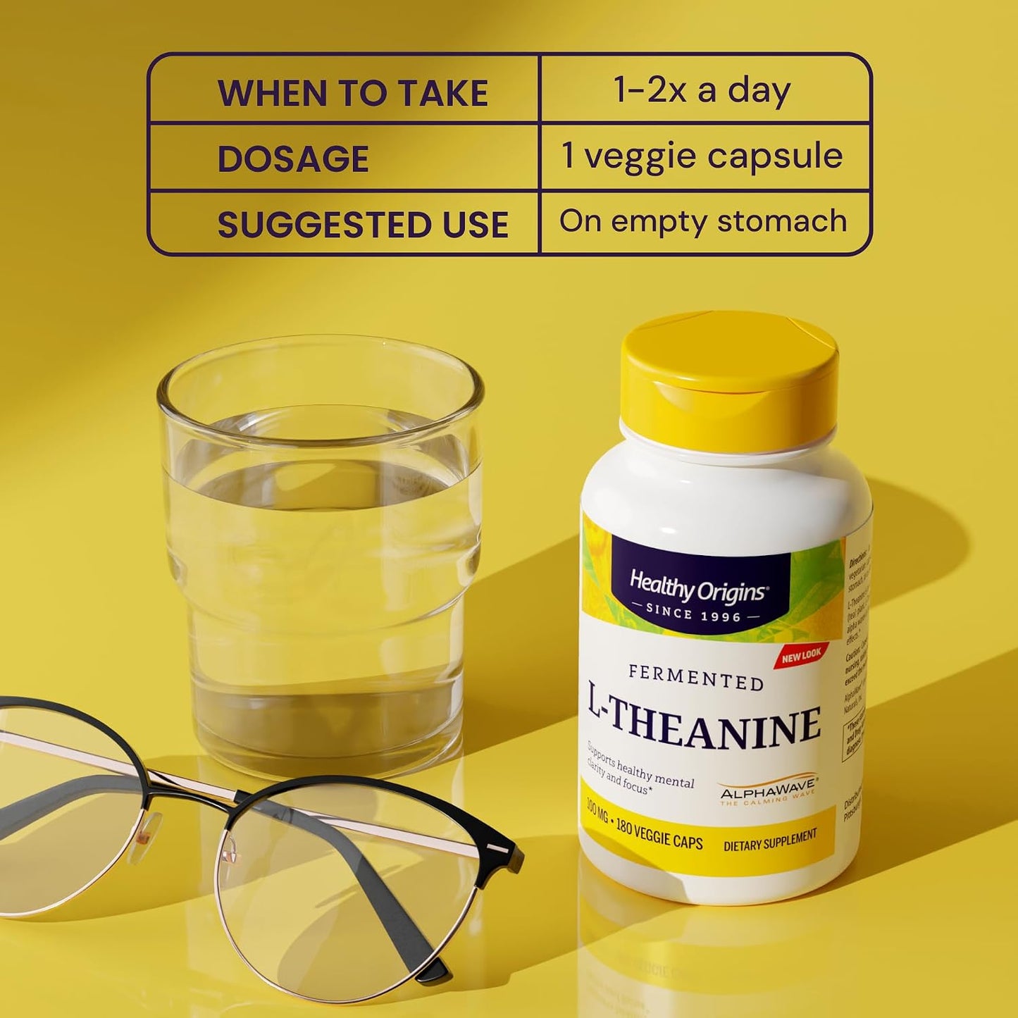 Healthy Origins L-Theanine AlphaWave 100 mg, 180 Veggie Caps