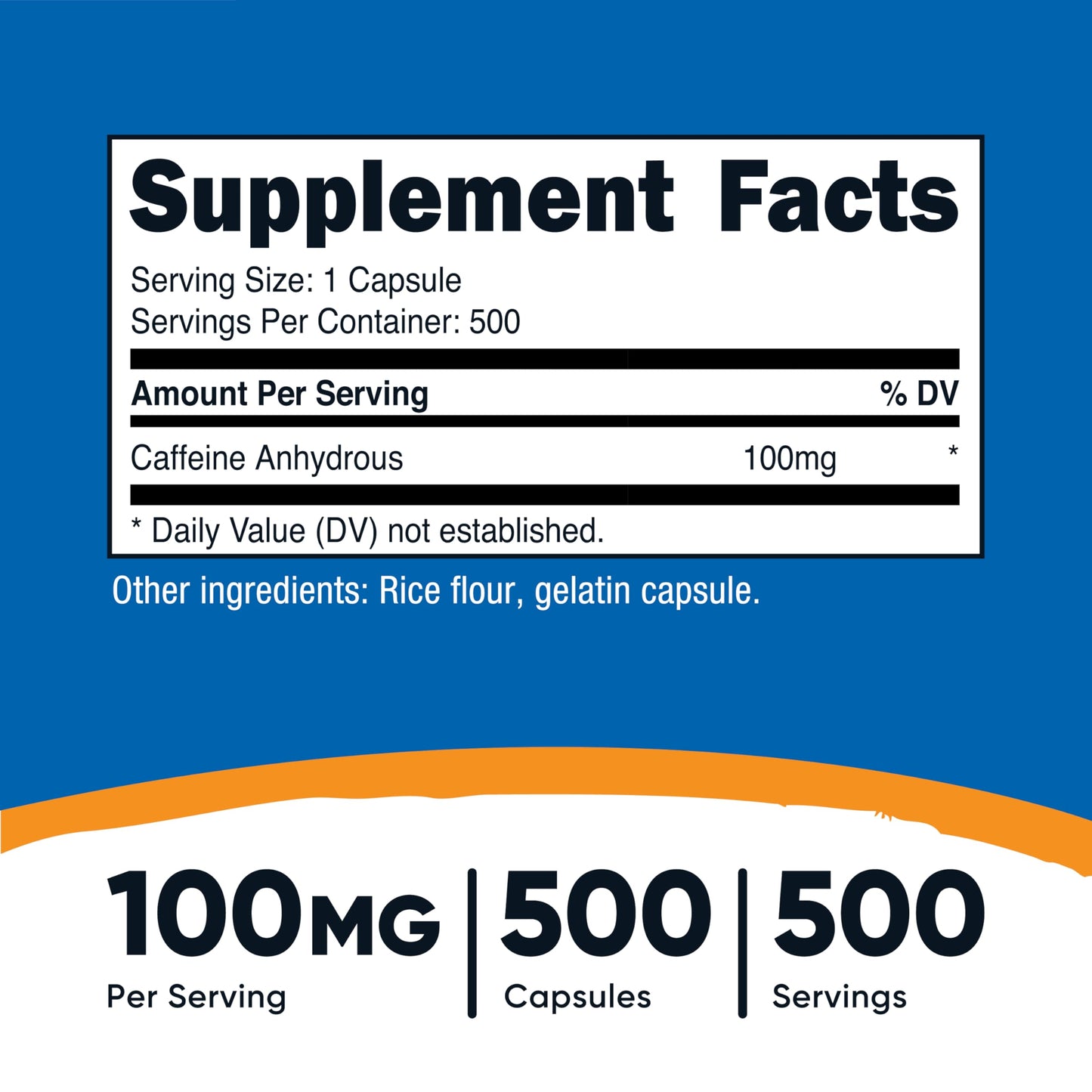Nutricost Caffeine Pills 100mg Per Serving, 250 Capsules