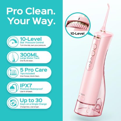 COSLUS ADA Accepted E40 Water Dental Flosser, 10 Pressure Levels, Black Pro