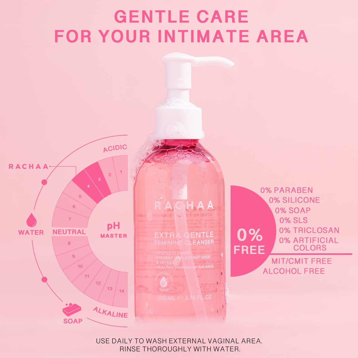RACHAA Feminine Wash for Women, Lightening and Moisturizing, pH Balance Intimate Wash
