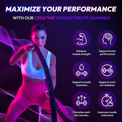 Creatine Monohydrate Gummies 5000MG, Creatine Gummy for Men & Women 120Ct